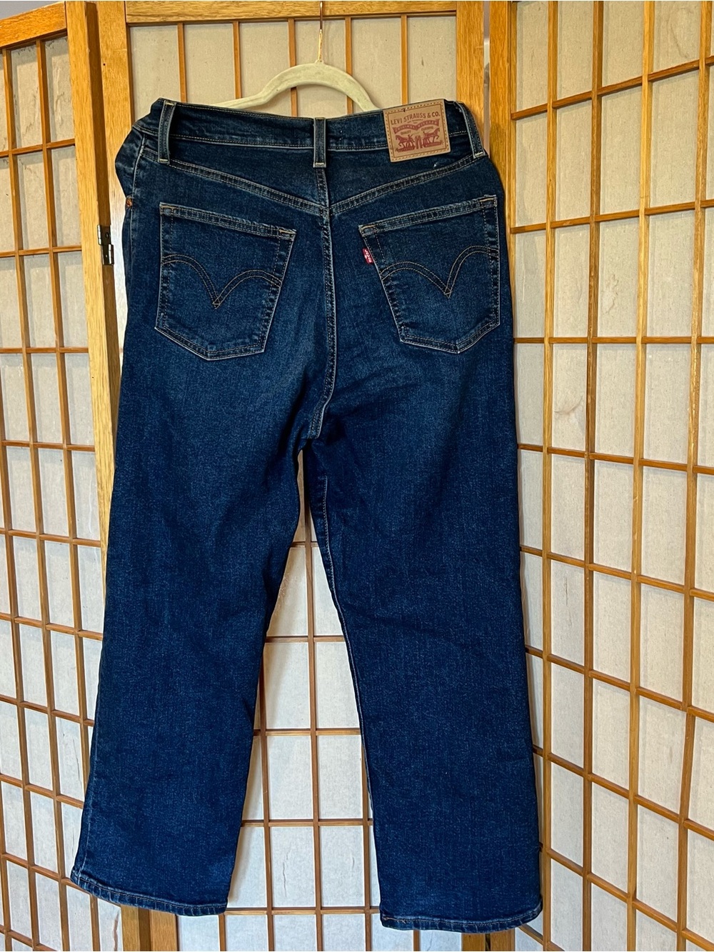 Levis Ribcage Straight Ultra High Rise Button Fly Jeans Dark Indigo Denim W30 30